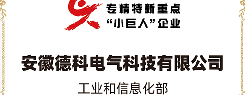 「小巨人 大分量」| ld平台中国有限公司
电气荣获“国家专精特新重点小巨人企业”称号！